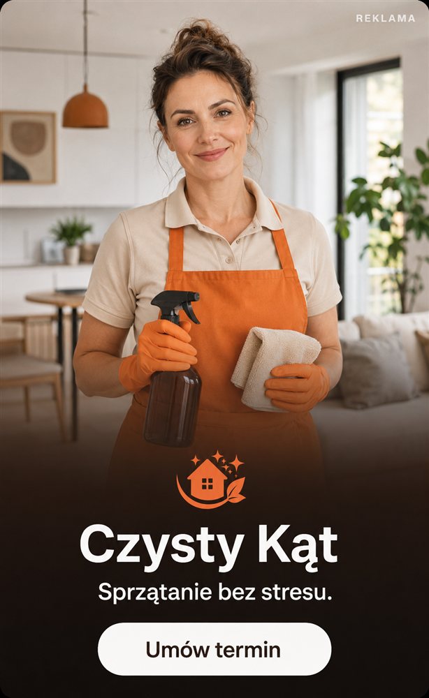 Reklama: Czysty Kąt — Sprzątanie bez stresu.