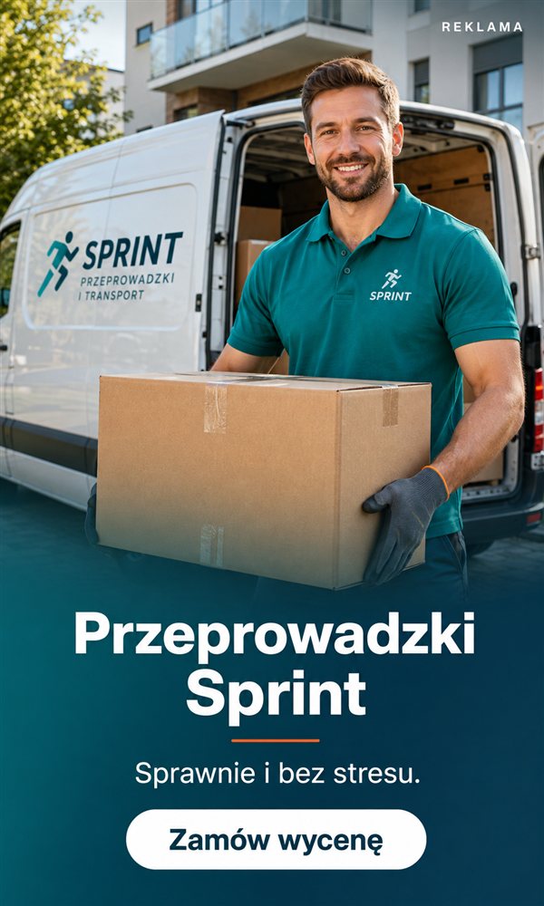 Reklama: Przeprowadzki Sprint — Sprawnie i bez stresu.